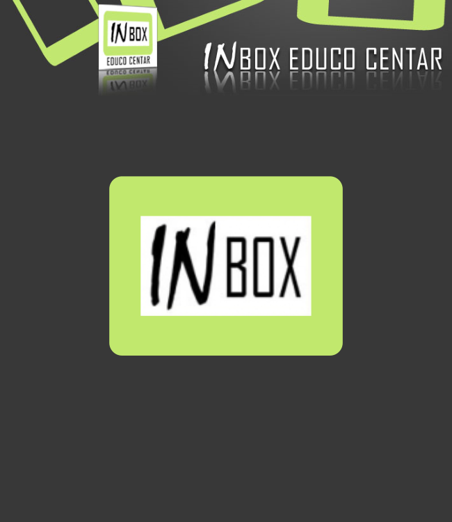 <i>INBOX EDUCO CENTAR</i>
	  <span>INBOX EDUCO CENTAR je posvećen edukaciji i organizaciji aktivnosti u vezi sa ličnim i profesionalnim usavršavanjem u cilju postizanja višeg stepena samopouzdanja i konkurentske prednosti...   </span>